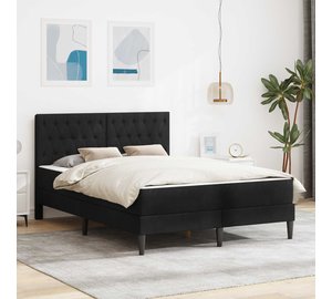 vidaXL Sängynrunko patjalla vidaXL Musta 4FT Small Double Sametti