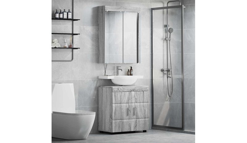 vidaXL Kylpyhuonekalustesetti TULUM 2 pcs Harmaa Sonoma