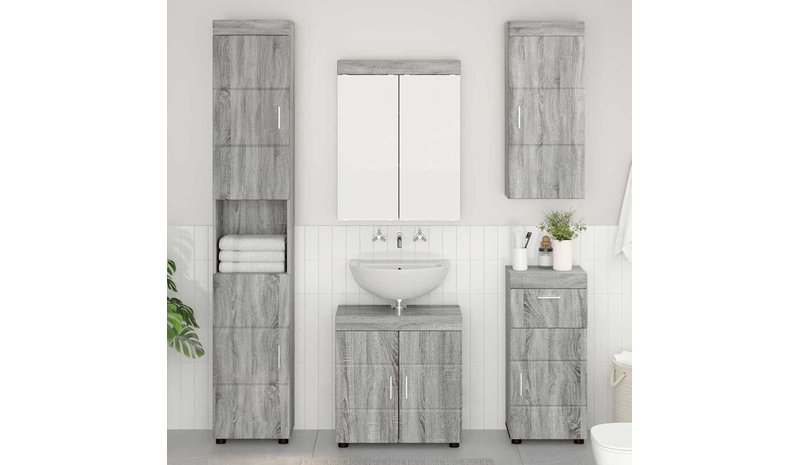 vidaXL Kylpyhuonekalustesetti TULUM 5 pcs Harmaa Sonoma