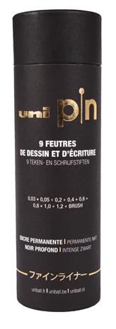 Uni - The Tube Finerliner - Black (9 pcs) (401228)