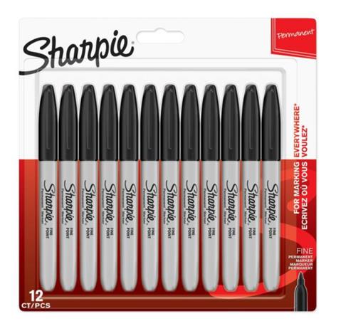 Sharpie - Permanent Marker Fine Black 12-Blister (1996111)