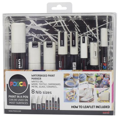 Posca - 8 Nib Size White Set (401618)