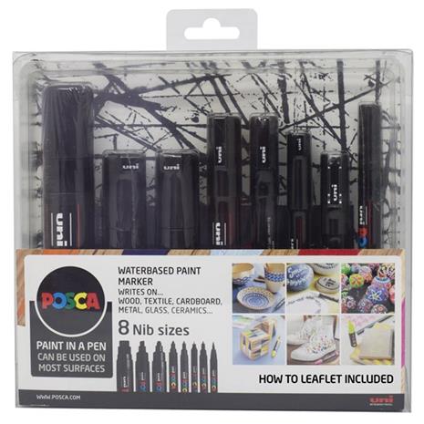Posca - 8 Nib Size Black Set (401619)