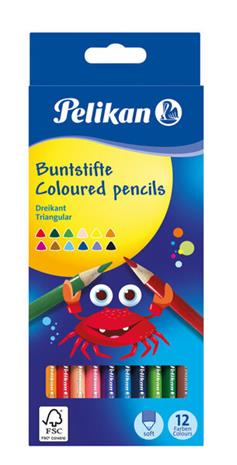 Pelikan 12 col.Pencils triangular.thin longBD12LN