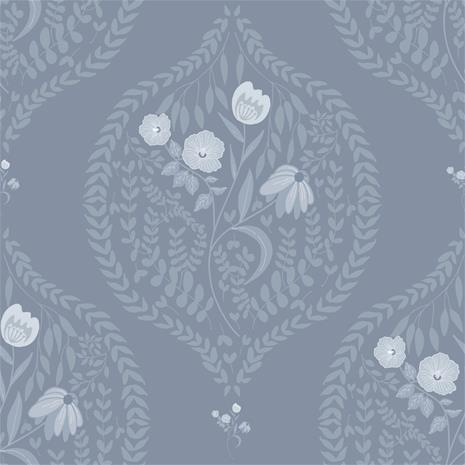 Flower bouquet in ogee solid Blue - 1032601-04 Tapetti