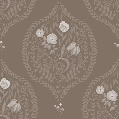 Flower bouquet in ogee solid Brown - 1032601-05 Tapetti
