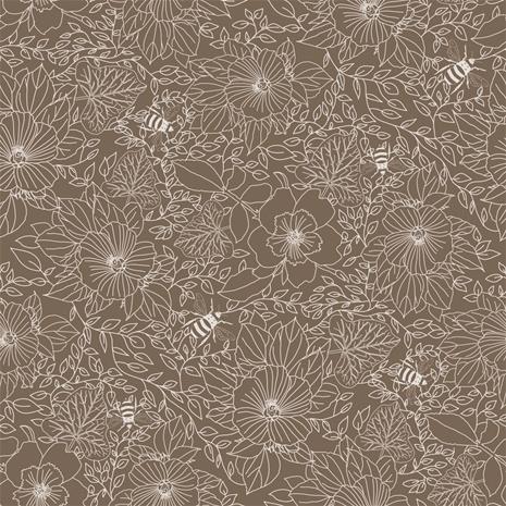 Bees and Flowers in Brown - 1032001-07 Tapetti