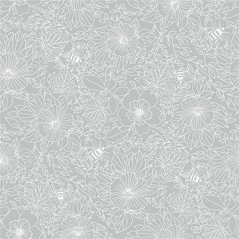 Bees and Flowers in Light Grey - 1032001-09 Tapetti