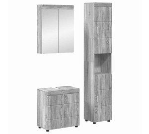 vidaXL Kylpyhuonekalustesetti TULUM 3 pcs Harmaa Sonoma
