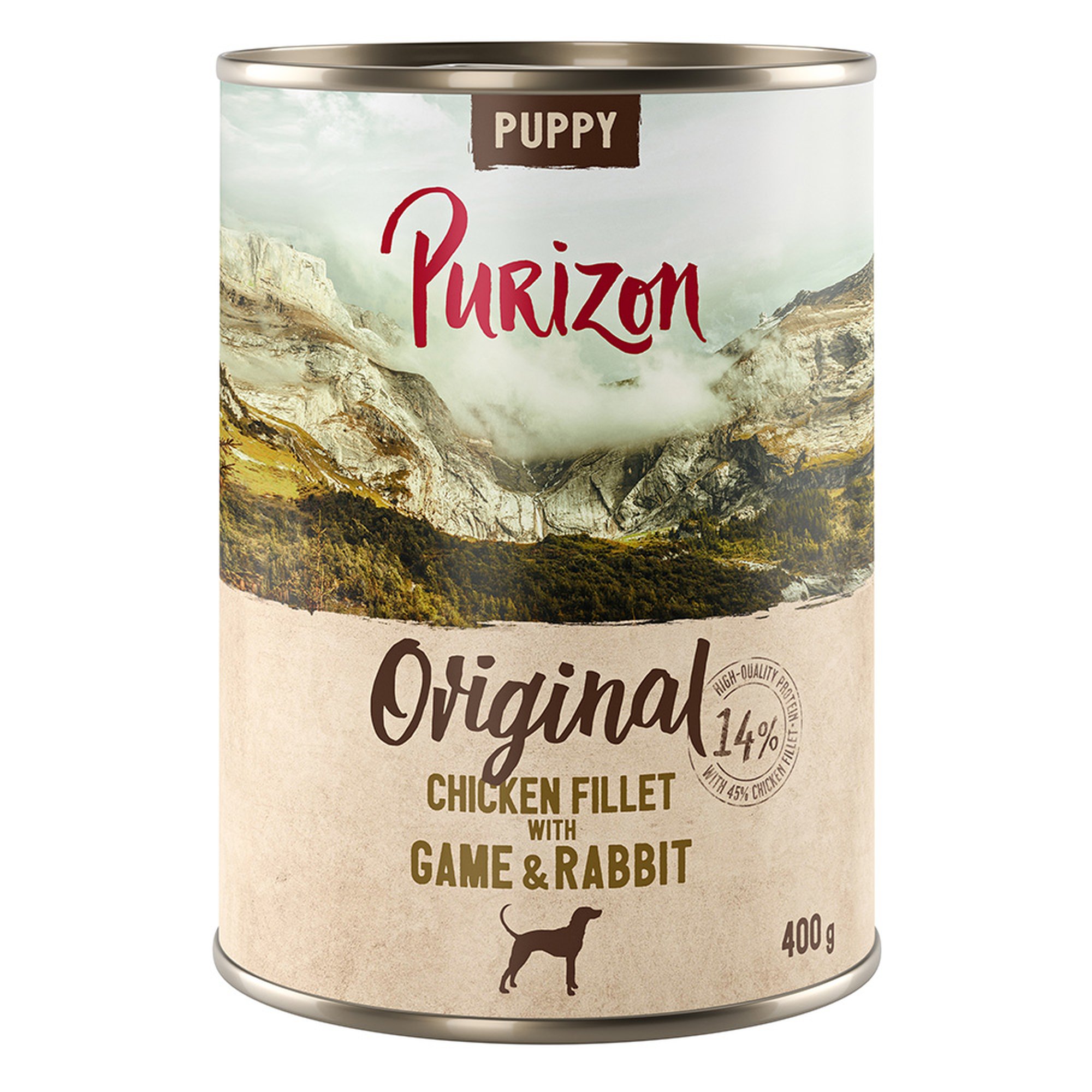 6x 400g Puppy kanafilee, riista & kani Purizon koiran märkäruoka
