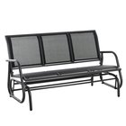 3-paikkainen puutarhakeinu metallinen puutarhapenkki keinumekanismilla, maksimikuorma 300 kg, ulkokaluste puutarhaan, terassille, mitat 147 x 70 x 85 cm, tummanharmaa