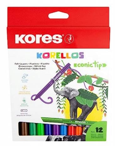 Kores â€“ Conical Tip Markers â€“ 12 Pack (729043)