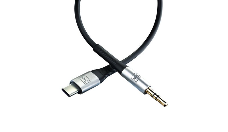 3mk AUX minijack 3.5 mm / USB-C cable - silver