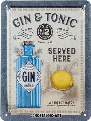 Nostalgic-Art 15x20 Gin & Tonic Served Here Metallikilpi