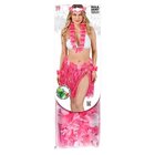 PINKKI HAWAIISETTI (hula-hame kukkavyöllä, kukkaseppele, kruunu, 2 rannekorua)