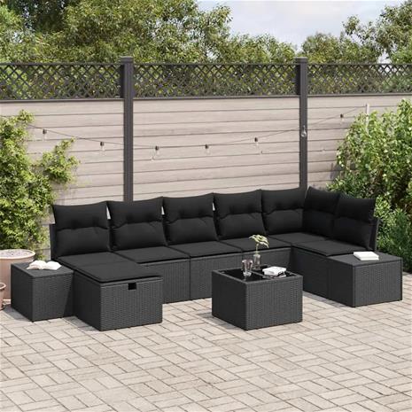 vidaXL Sohvasetti tyynyllä 8 pcs polyrottinki