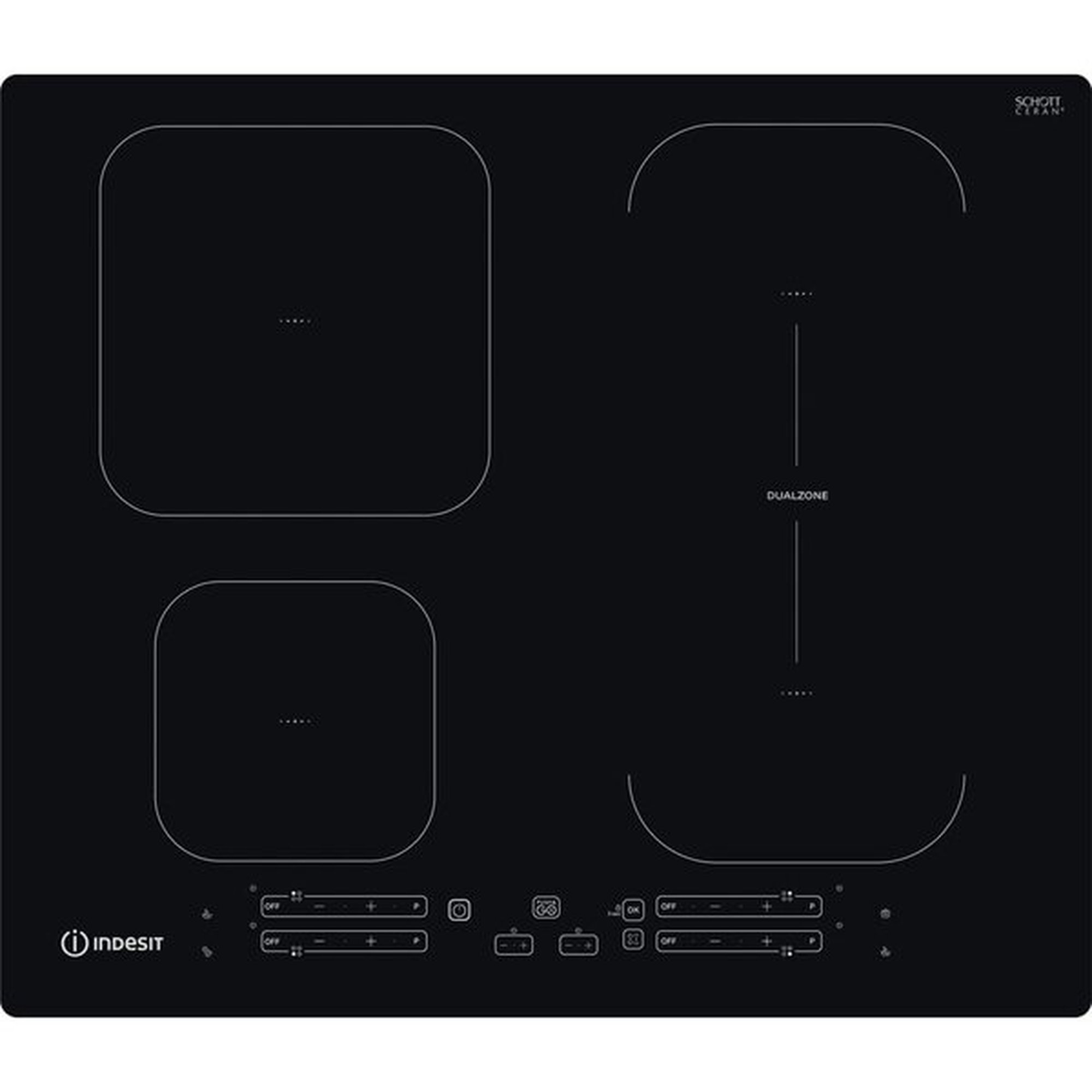 Indesit IB 65B60 NE Musta Sisäänrakennettu 59 cm alueen induktioliesi 4 vyöhykettä