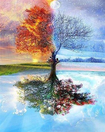 Figure'd Art numeromaalaus 4 Seasons Tree – kuva 1/1