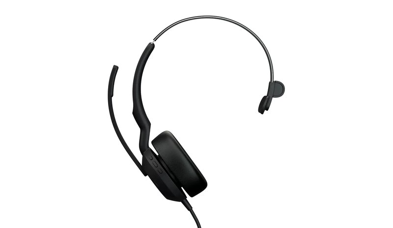 Jabra Evolve2 50 UC -langaton monokuuloke + USB-A/C-sovittimet, musta