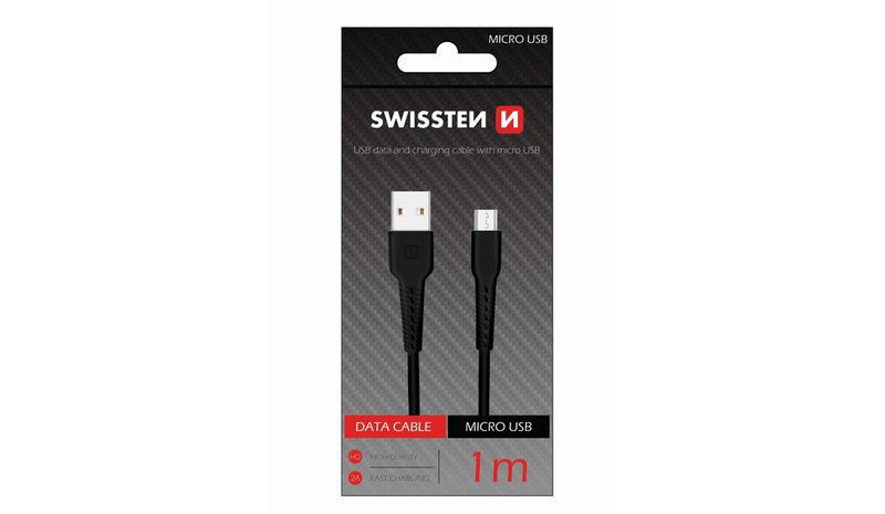 Swissten Basic Fast Charge 3A Micro USB Data and Charging Cable 1m Black – kuva 1/2