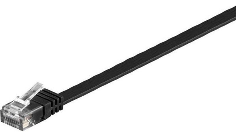 Flat Lan-kaapeli Patchcord Cat 6 U/utp, 1m, musta – kuva 1/2