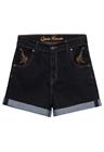 Queen Kerosin - DENIM SHORTS - Shortsit - Naiset - Musta