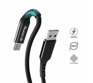 CRONG Armor Link - 60W PD 3A USB-A to USB-C Cable 150cm (Black)