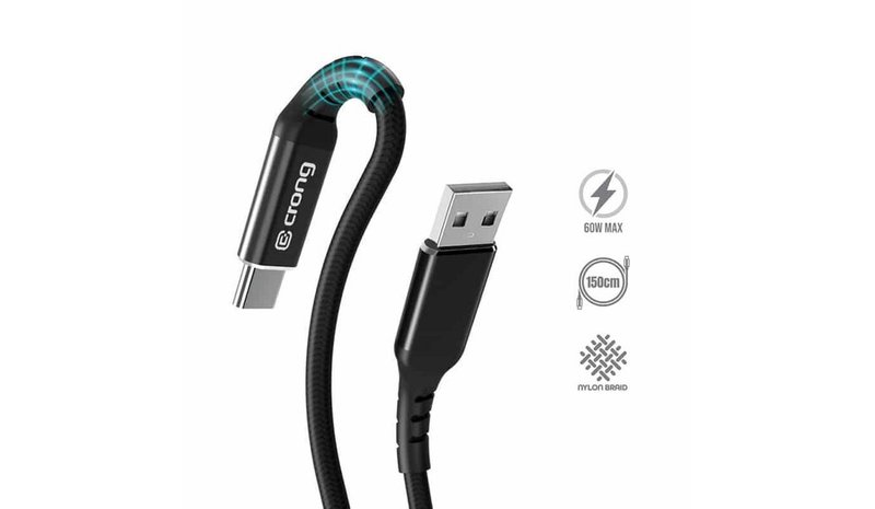 CRONG Armor Link - 60W PD 3A USB-A to USB-C Cable 150cm (Black)