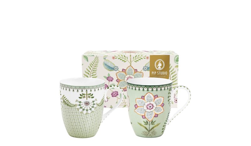 Pip Studio - Lilly & Lotus Muki 36,5 cl 2 kpl Vaaleanvihreä