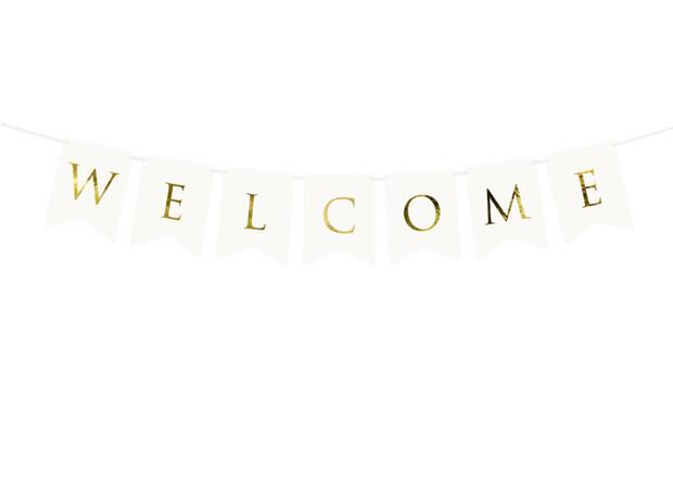 Banneri Welcome Kulta-valkoinen