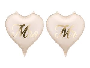 Foliopallot - Sydän MR ja MRS, 35 cm, 2 kpl
