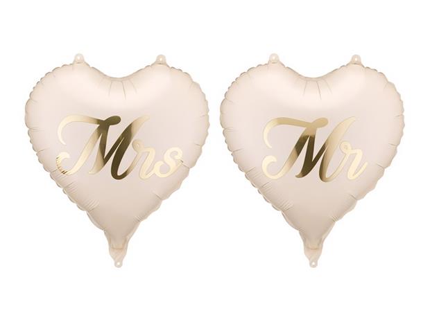Foliopallot - Sydän MR ja MRS, 35 cm, 2 kpl