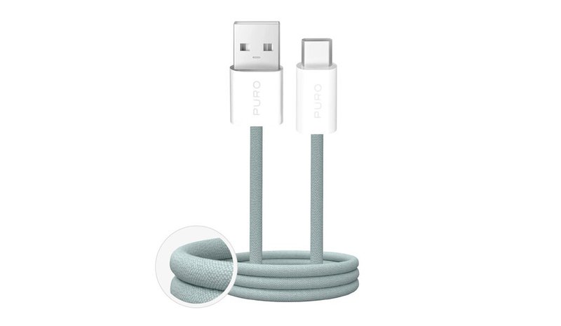 Puro Fabrik 2.0 10W USB-A - USB-C Braided Cable 1.5 m - Green