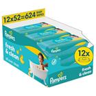 Pampers Fresh Clean Plastic Free Vauvapyyhkeet, 12 Pakkausta, 624 Pyyhettä