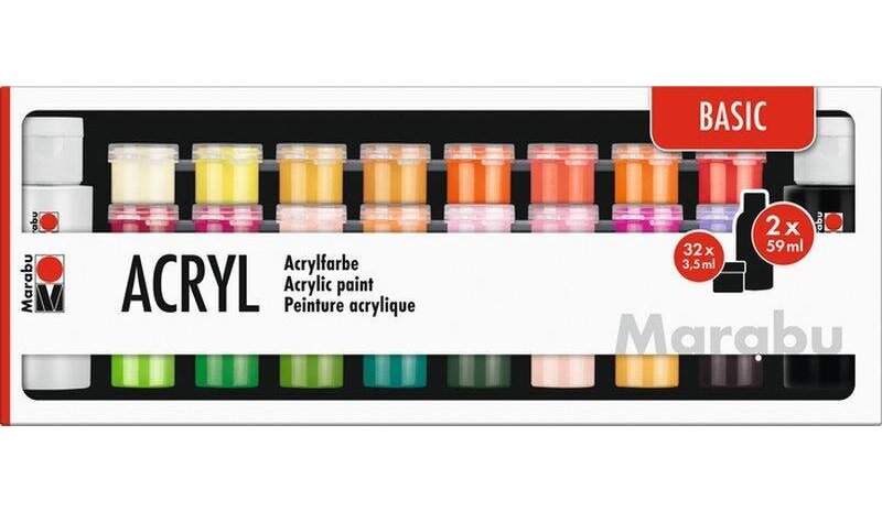 Akryylimaalit Basic 32x3.5ml, 2x59ml - Marabu – kuva 1/1