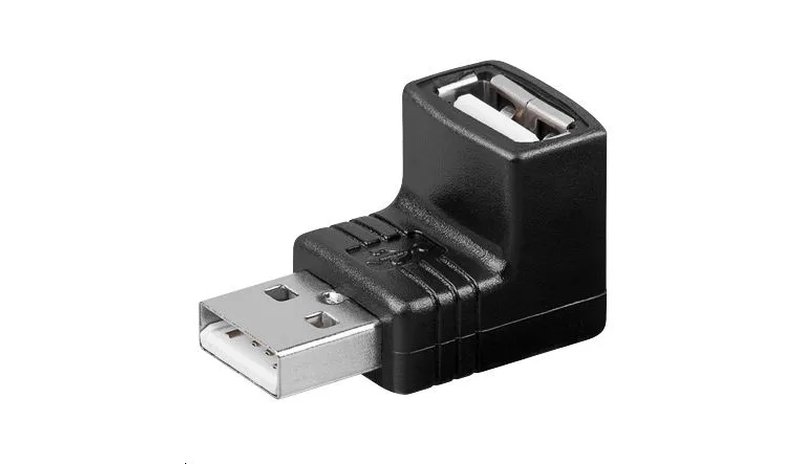 Adapter USB A - A 90° M-F - adapter, kulma, Black – kuva 1/1