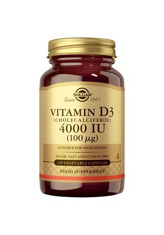 Solgar D3-vitamiini 100 µg 120 kaps, ravintolisä