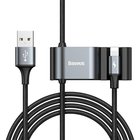 Baseus-erikoisdatakaapeli takapenkin USB-Lightningiin + 2x USB-keskitin, musta (CALHZ-01).