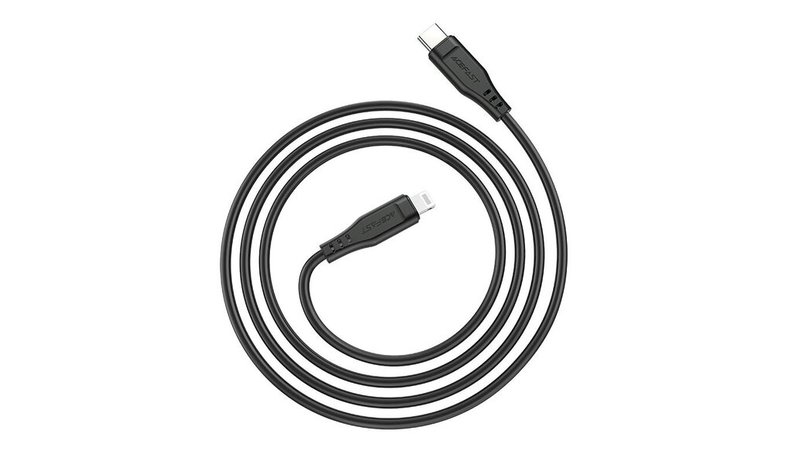USB-C - Lightning kaapeli iPhone MFI 30W 3A, 1.2m, musta
