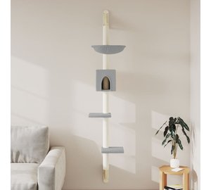vidaXL Kissan raapimispuu seinälle vaaleanharmaa 187 cm