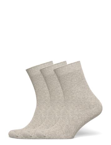 Organic Basics Core Crew Rib Socks 3-Pack - Grey - 43-46