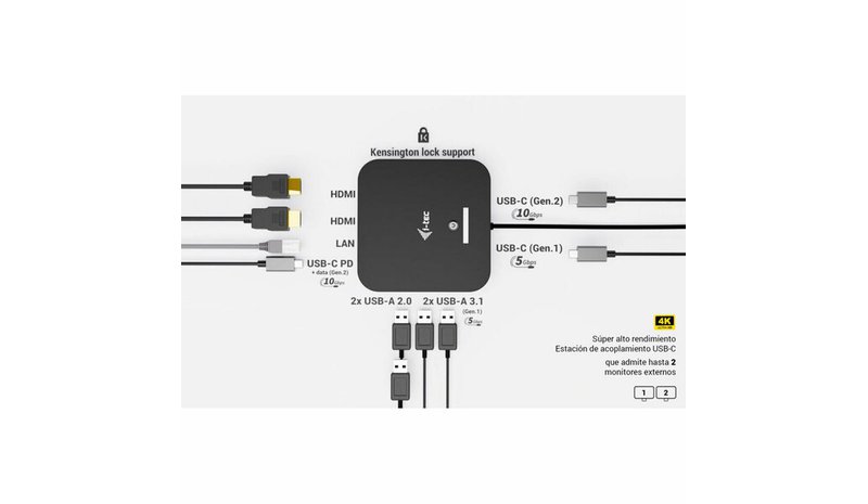 I-Tec Docking Station USB-C Dual HDMI 4K 100W ja Yleislaturi