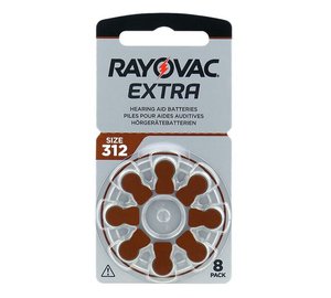 Kuulokojeiden paristot Rayovac Extra PR41 312, 8 kpl