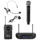 Vonyx WM82C digitaalinen UHF 2-kanavainen langaton mikrofonisarja kädessä pidettävällä ja vartalorepulla, WM82C