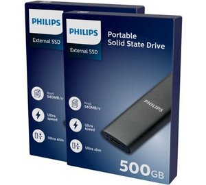 Ulkoinen kovalevy Ulkoinen kovalevy SSD Philips, harmaa, 500GB