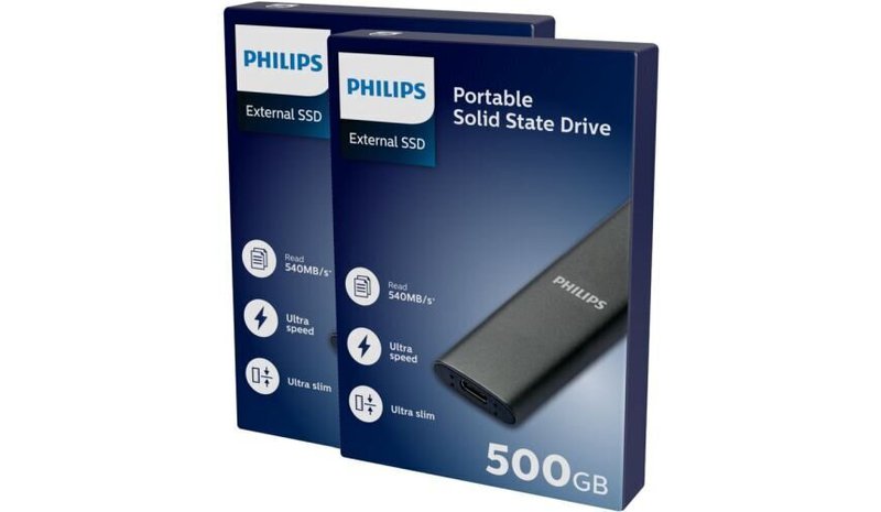 Ulkoinen kovalevy Ulkoinen kovalevy SSD Philips, harmaa, 500GB