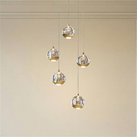 LED-riippuvalo Hayley 5-lampp. pyöreä kulta