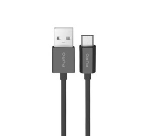 Puro 12W TPE USB-A Cable - microUSB 2m - Black