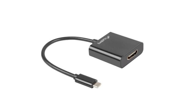 USB C - VGA - ADAPTERI - LANBERG - AD-UC-HD-01 - Musta - Yhteensopiva Windows 10 - ABS