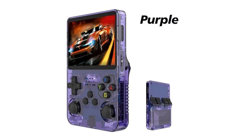 Pelikonsoli R36S Retro Game Console violetti